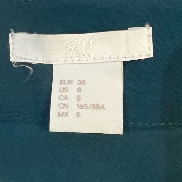 H&M teal green V-neck chiffon shift dress size 8 - Picture 4 of 5